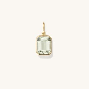 Mejuri Emerald Cut Gemstone Charm 14K Gold and Prasiolite
